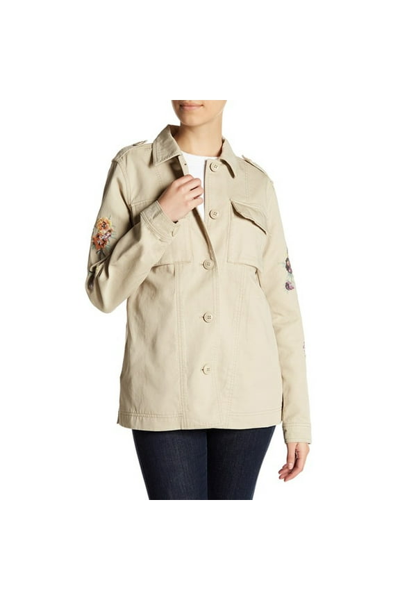 Embroidered Sleeve Jacket, Sand, Medium