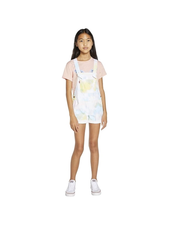 Girls' Jean Shortalls Sunny Demin Colofull Tie-Dye Short-Overall Size 12