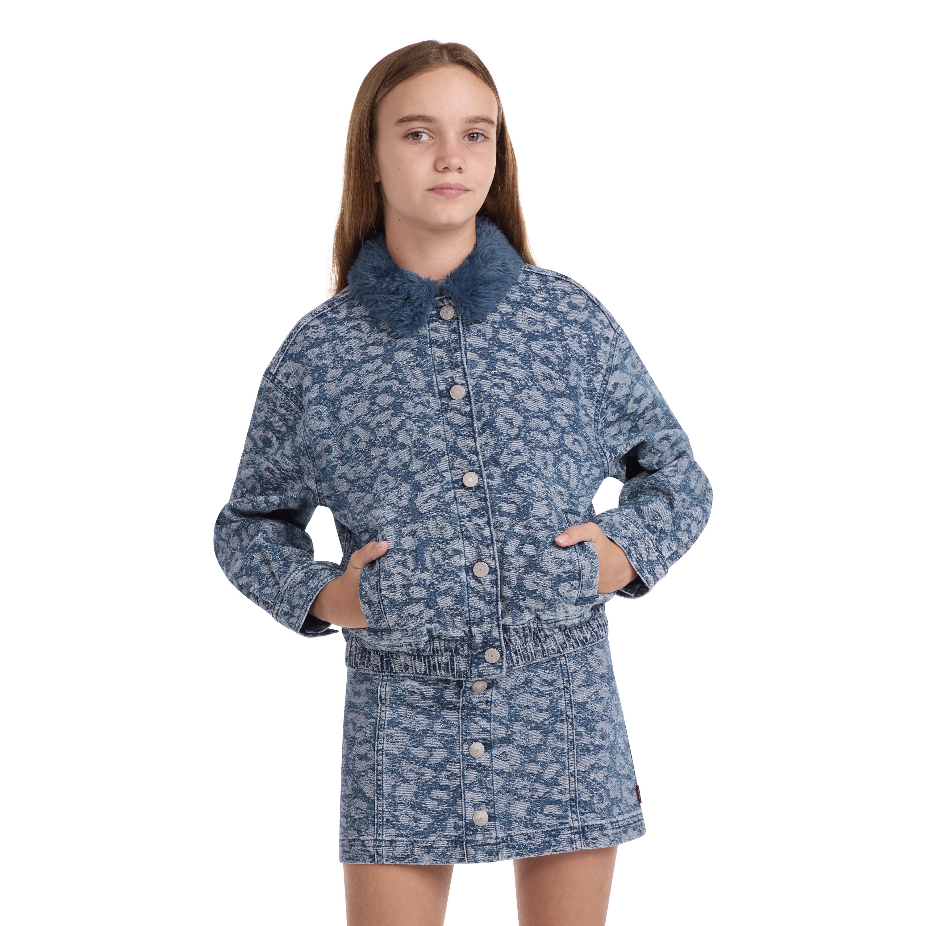 Levi's Girls Oversized Fur Collard Denim Jacket, Sizes 7-16