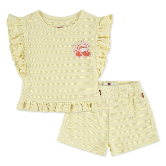 Levi's Girls Ruffle Top and Short Set, Sizes 2T-6X