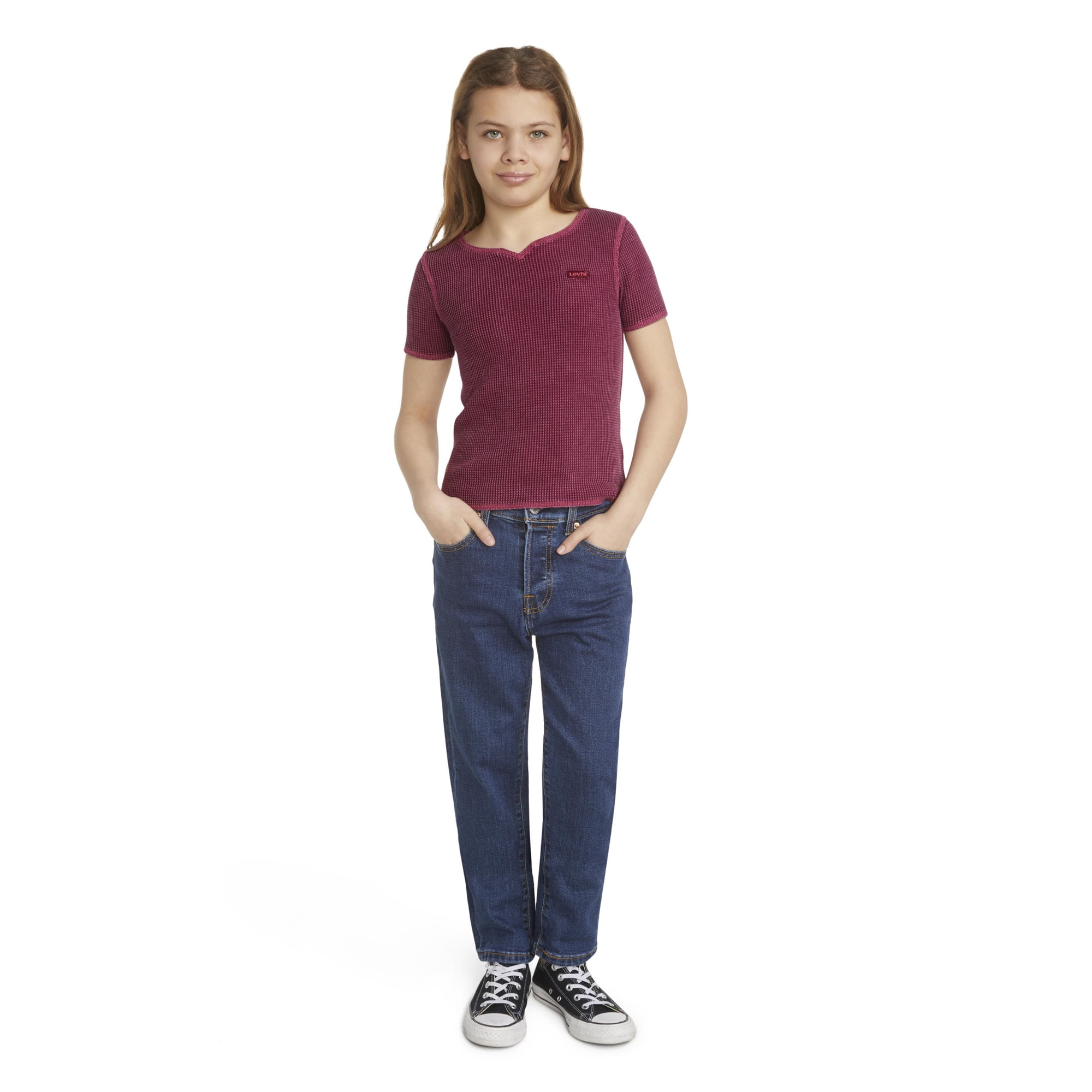 Girls Waffle Short Sleeve Top, Sizes 4-16