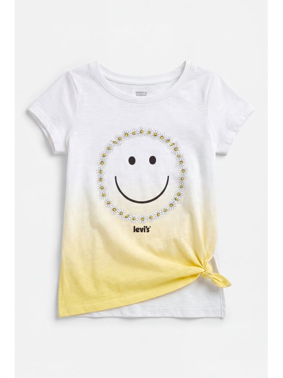 Toddler Girls' Smiley Face Graphic Side-Tie T-Shirt