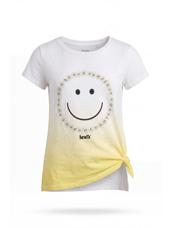 Girls' Smiley Face Graphic Side Tie T-Shirt