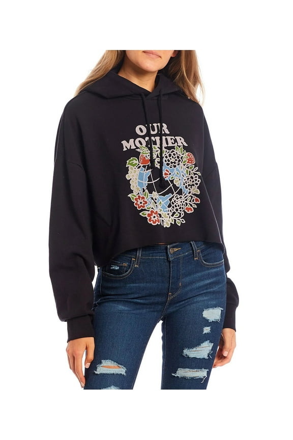 Graphic Hoodie - Our Mother Crop Caviar - Size XS