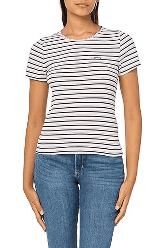 JULIP STRIPE Women's Slim Fit Honey Ribbed Logo T-Shirt, US Medium