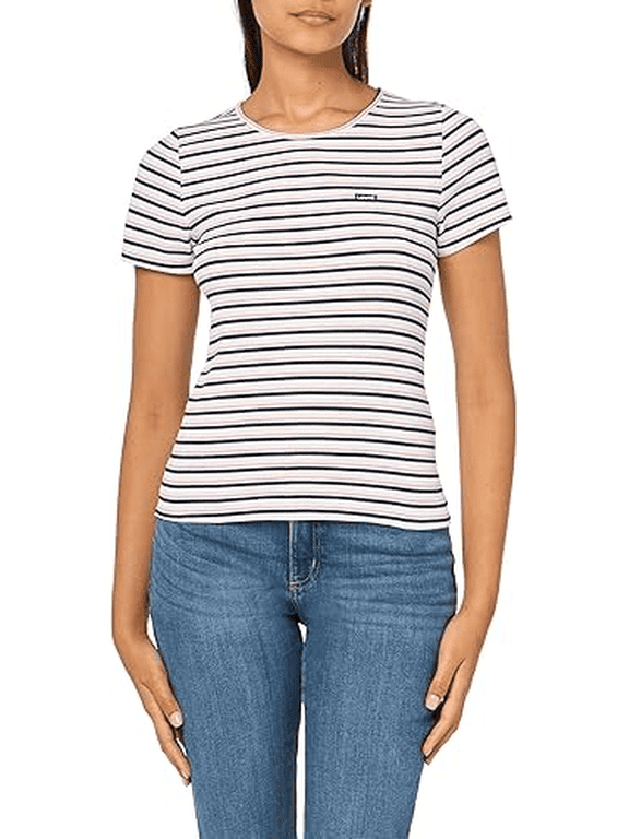 JULIP STRIPE Women's Slim Fit Honey Ribbed Logo T-Shirt, US Medium