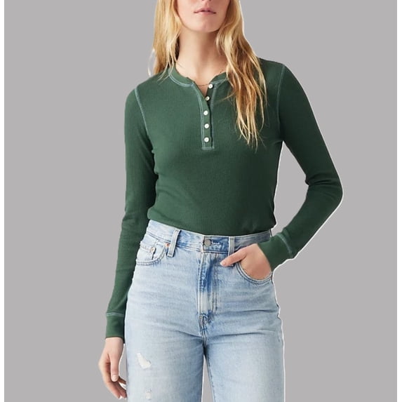 Levi's Jakob Slim-Fit Long-Sleeve Henley Top Python Green (Python Green, 2X)