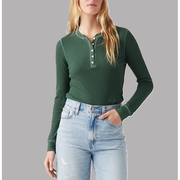 Levi's Jakob Slim-Fit Long-Sleeve Henley Top Python Green (Python Green, 2X)