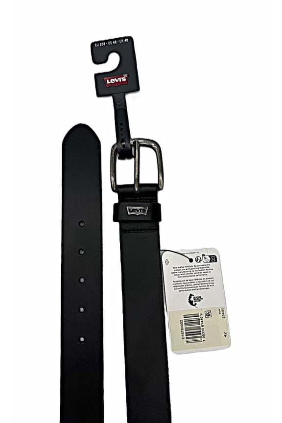 Men's 1.49 In (38MM) Bovine Leather Belt Black Size 42 (4469)