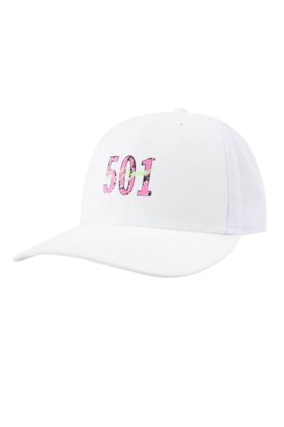 Men's 501 Logo Twill Mesh Adjustable Trucker Hat White-One Size