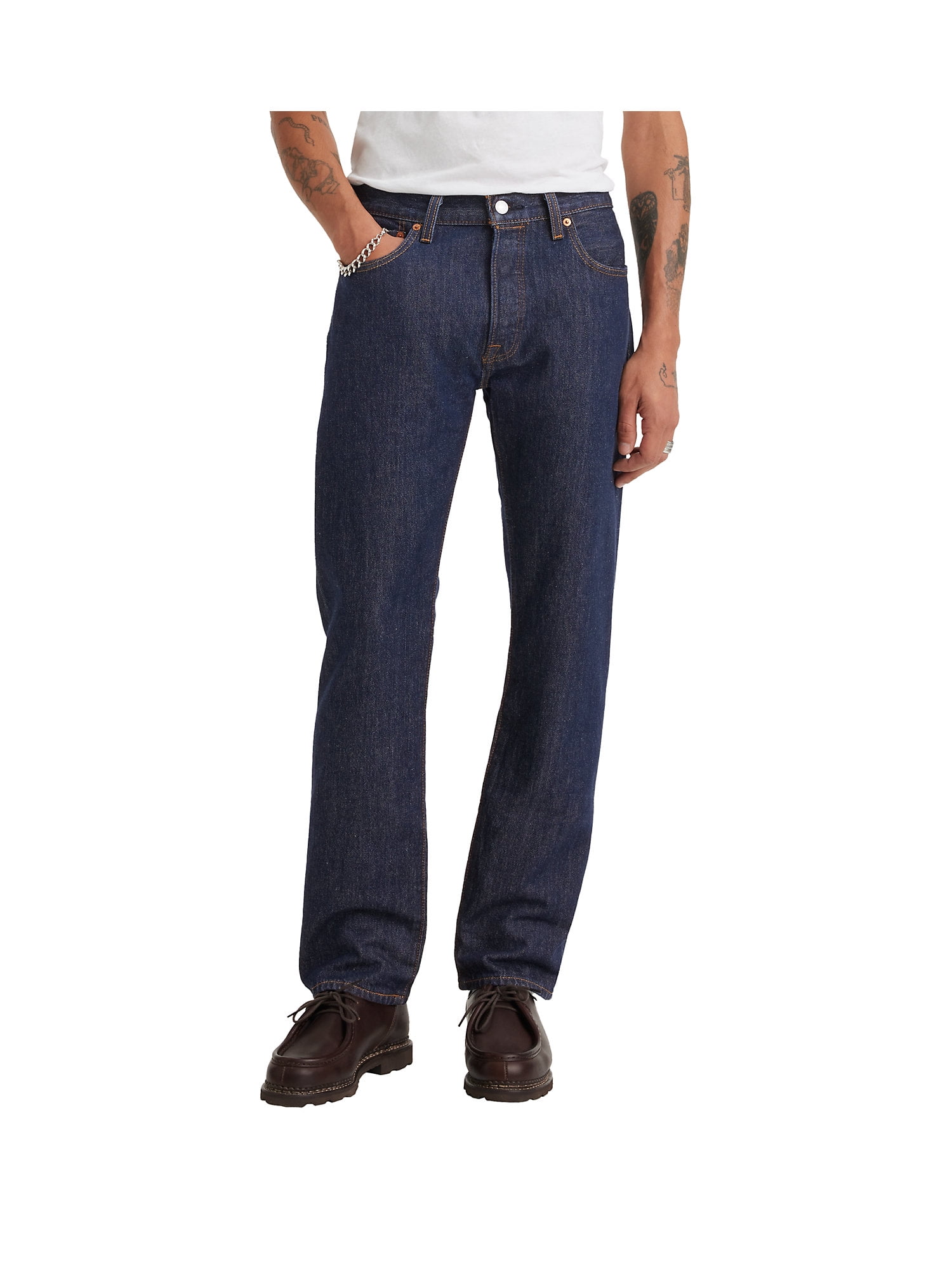 Levis 501 Original Fit Mens Stretch Jeans 36X32 Dark Blue