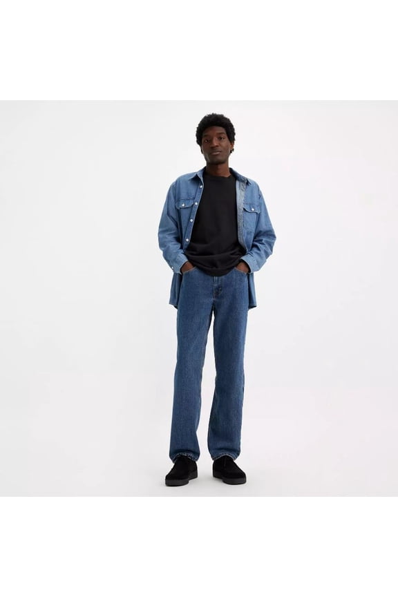 Levis Men's 505 Regular Straight Leg, Sits At Waist, Dark Stonewash, 32W X 32L