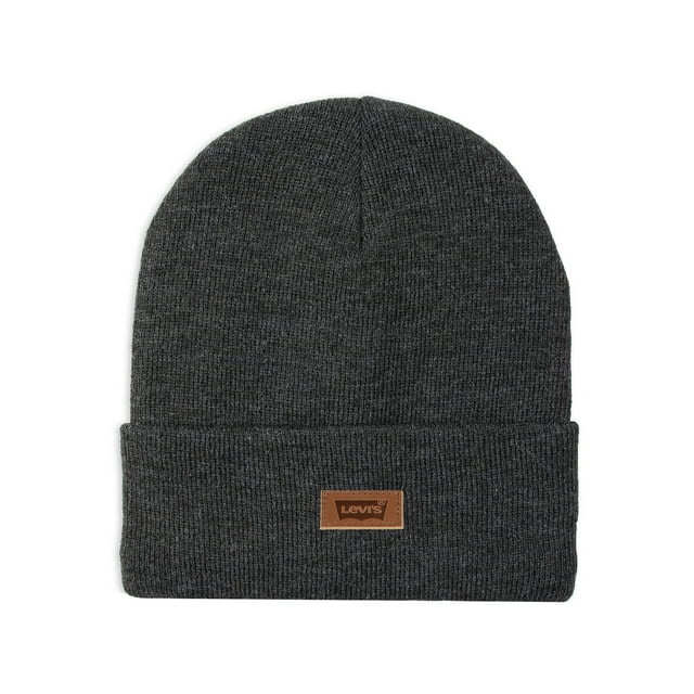 Levi's Men's All Season Leather Logo Patch Beanie Hat