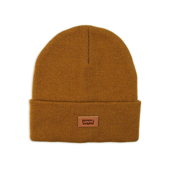 Levi's Men's All Season Leather Logo Patch Beanie Hat