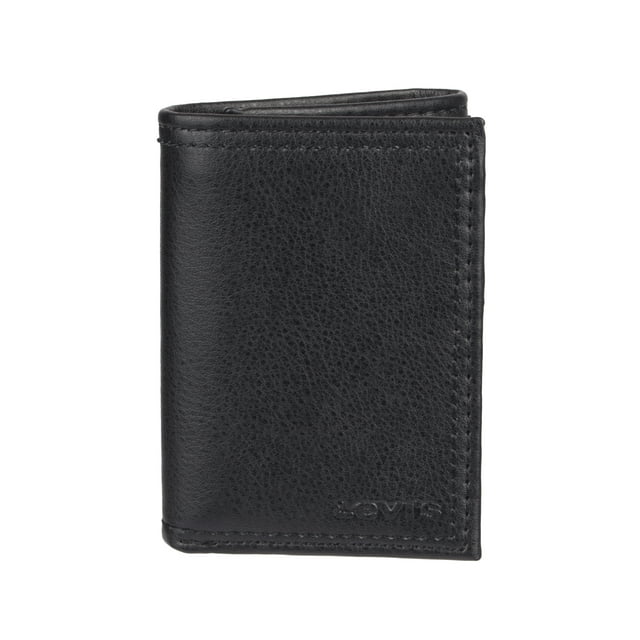 Levi's Men's Black RFID Trifold Wallet with Interior Zipper