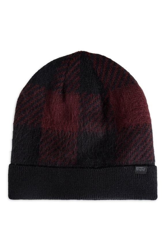 Men's Buffalo Check Knit Beanie Hat