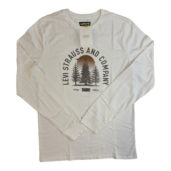Levi's Men's Classic Fit Long Sleeve Graphic Logo T-Shirt (White, XXL)