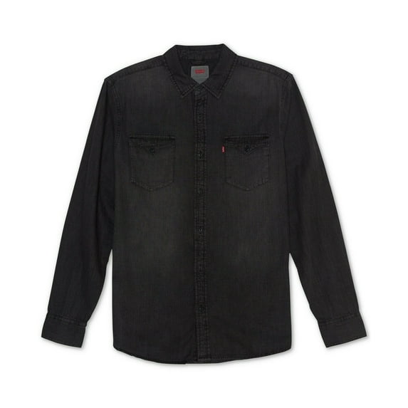 Levi's Men's Collared Long Sleeve Matthew Western Denim Shirt Smoke Dark Gray S
