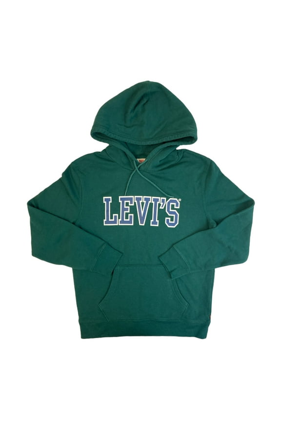Men's Cotton Blend Graphic Logo Relaxed Fit Pullover Hoodie (Hunter Green, S)