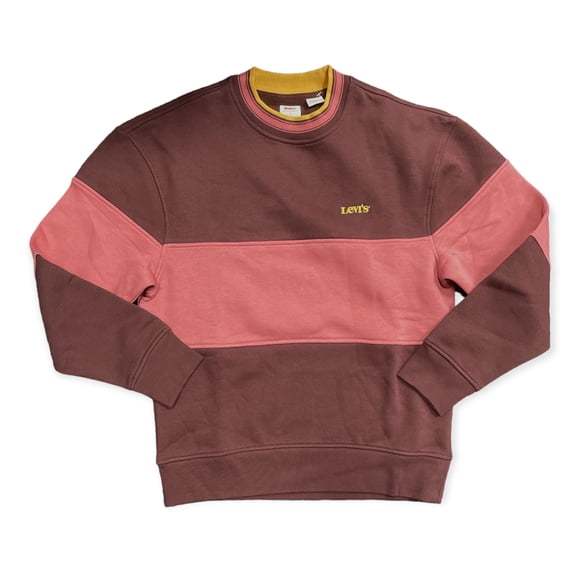 Levi's Men's Crewneck Fleece Pullover Non-Stretch Sweatshirt (Red Colorblock, S)