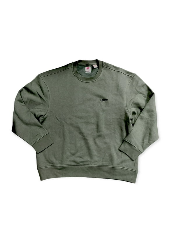 Men's Crewneck Fleece Pullover Non-Stretch Sweatshirt (Thyme, S)