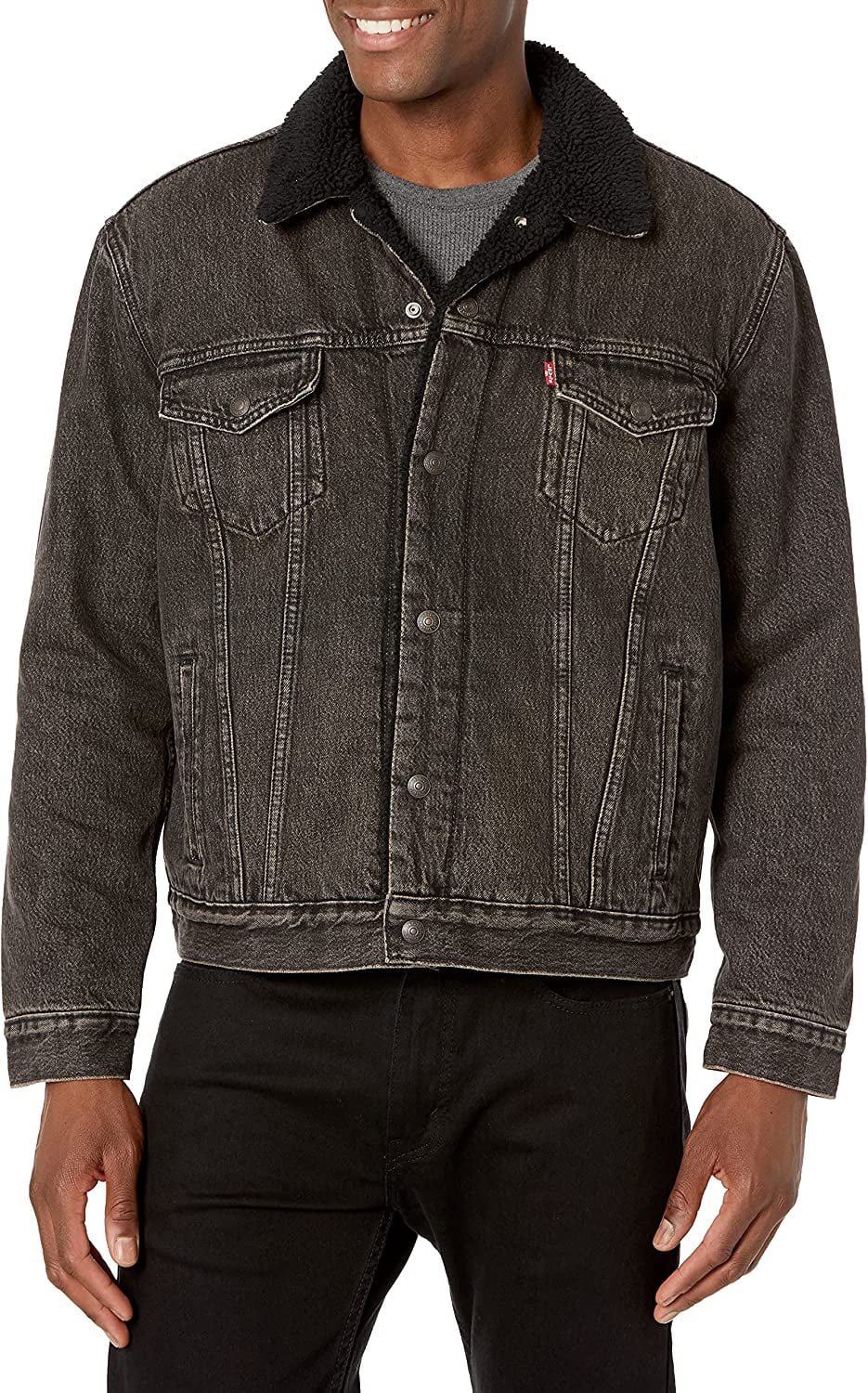 Levi's® THE TRUCKER JACKET - Spijkerjas - dark horse/zwart denim/blackdenim Levi's® THE TRUCKER JACKET - Spijkerjas - dark horse/zwart denim/blackdenim
