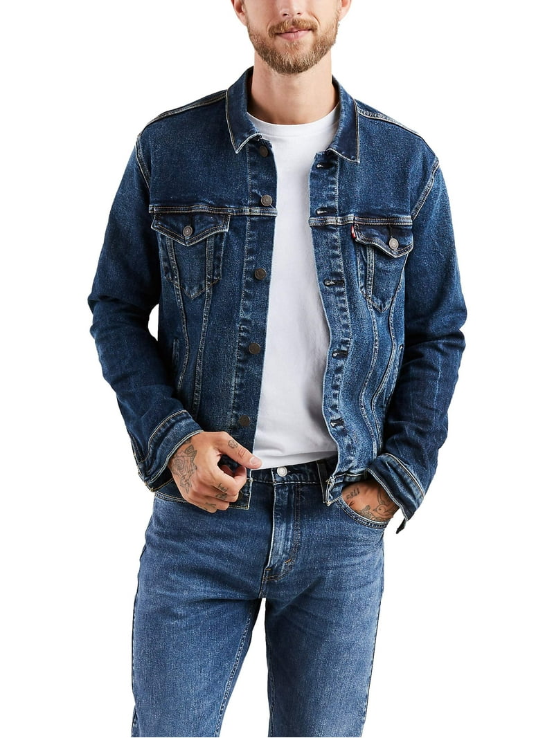 denim trucker levis jean jacket price Levi's Men's Denim Trucker Jacket, Stretch Denim, Regular Fit, Point  Collar, Front Button Placket