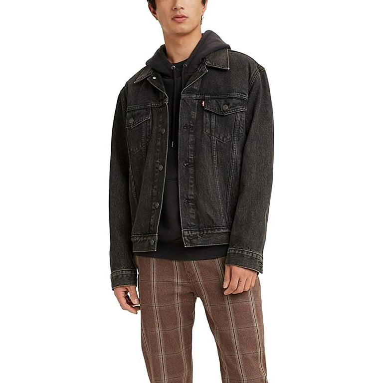 Levi's black denim vest mens deals
