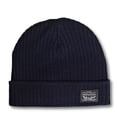 thumbnail image 1 of Levi's Men's Fleece Lined Rib Knit Fold over Cuff Beanie Hat Navy, 1 of 3