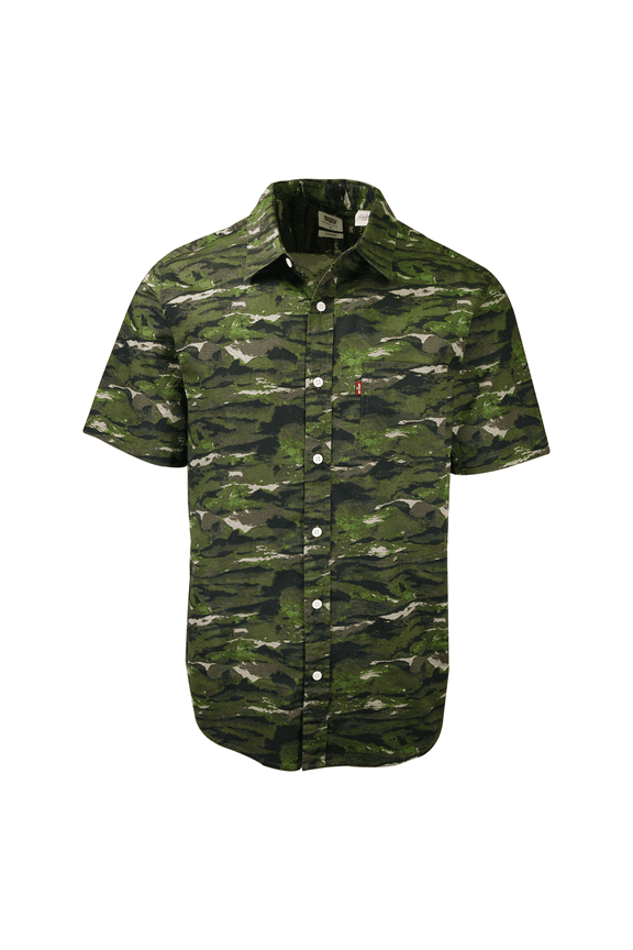 Men's Green Camouflage S/S Woven Shirt