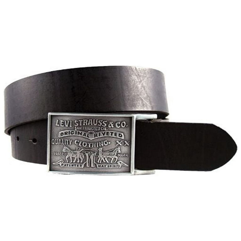 Levi's men's leather belt deals with plaque buckle