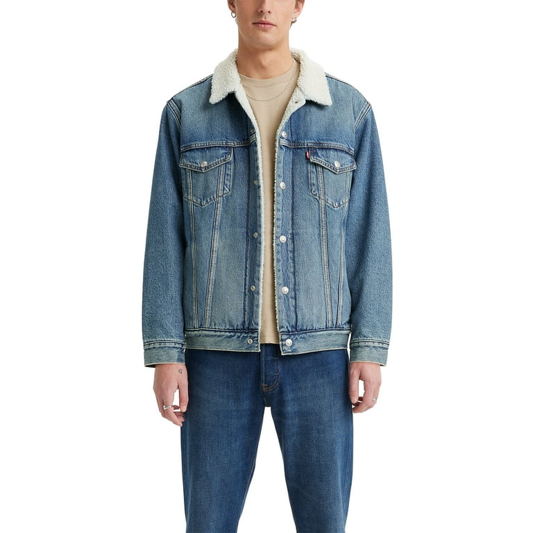 Levi s Men s Relaxed Fit Sherpa Lined Denim Trucker Jacket Shop Black Friday Deals for 2024 Walmart