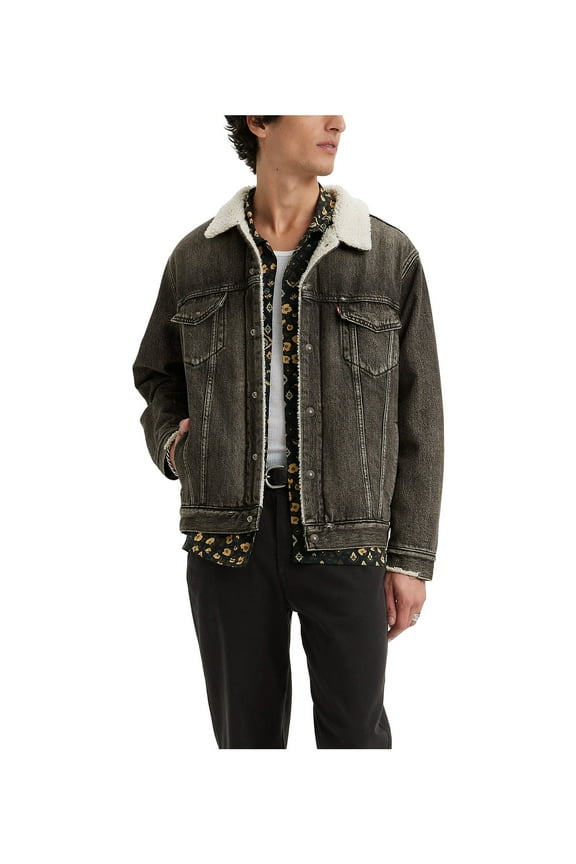 Men's Relaxed Fit Sherpa Lined Denim Trucker Jacket