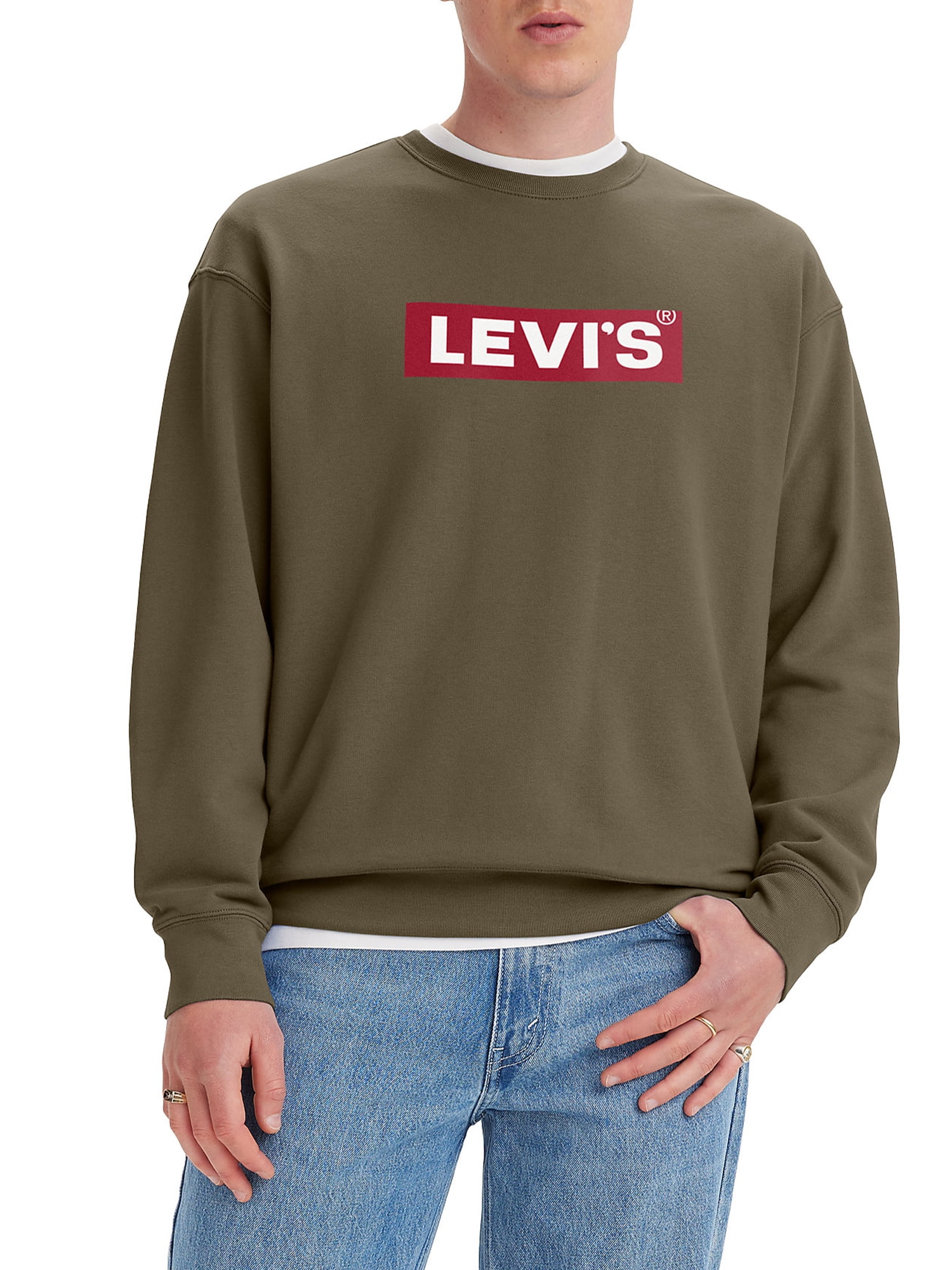 Levis Relaxed Graphic Crewneck Headline Logo Crew Grey - Freshcotton