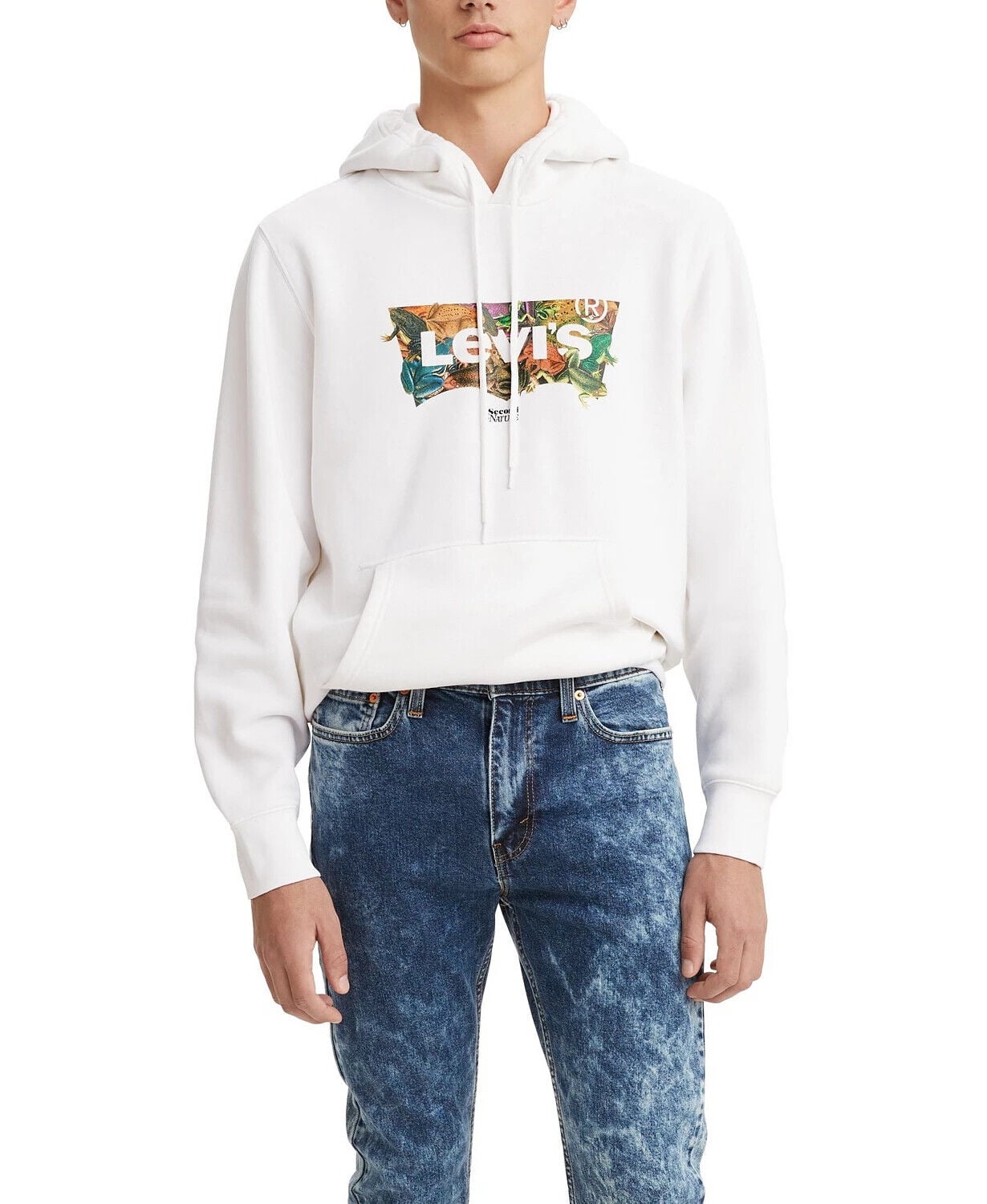 Levi s Men s Second Nature Graphic Hoodie in White Small