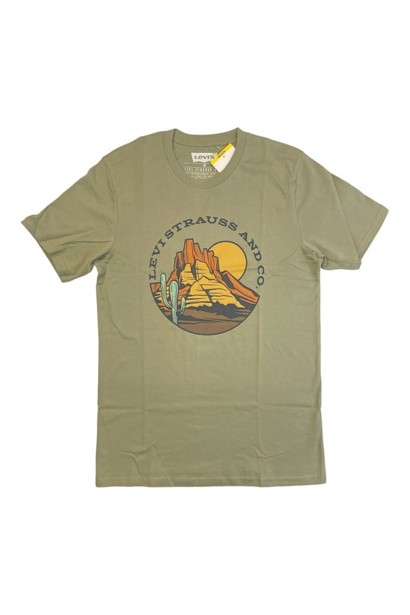 Men's Short Sleeve Crew Neck Graphic Logo T-Shirt (Tea Leaf, S)