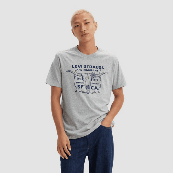 Levi's Men's Short Sleeve Crew Neck T-Shirt - Heathered Gray, Small