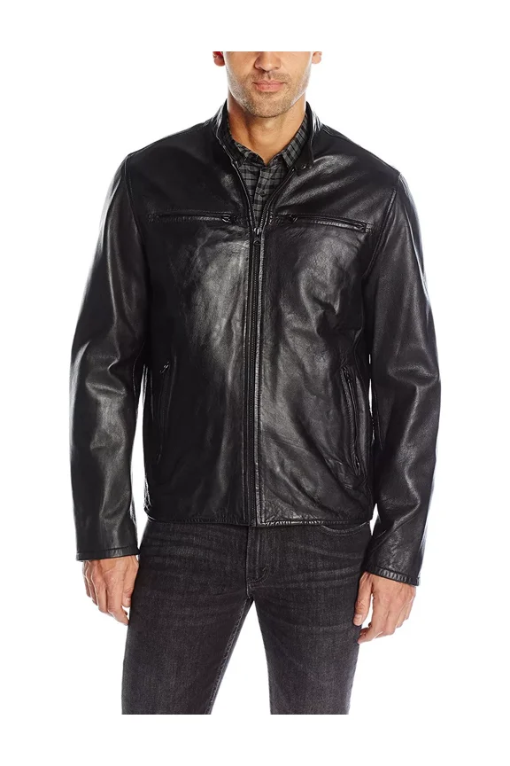 Men's Smooth Lamb Leather Racer, Black, XXL