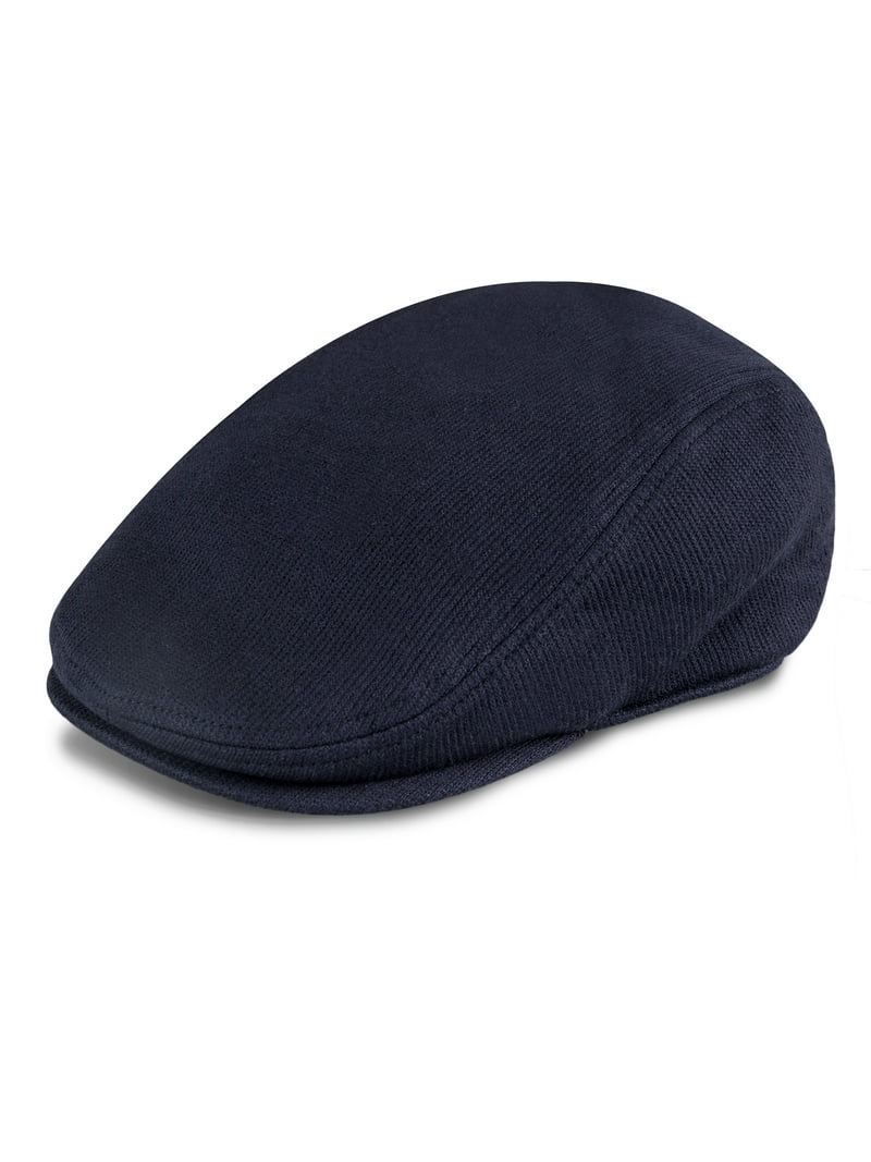 Levi's Men's Stretch Flat Top Navy Ivy Newsboy Hat with Sherpa
