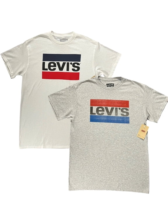 Mens T-Shirts Cotton Tees Size L Gray White Short Sleeves 2-Pack