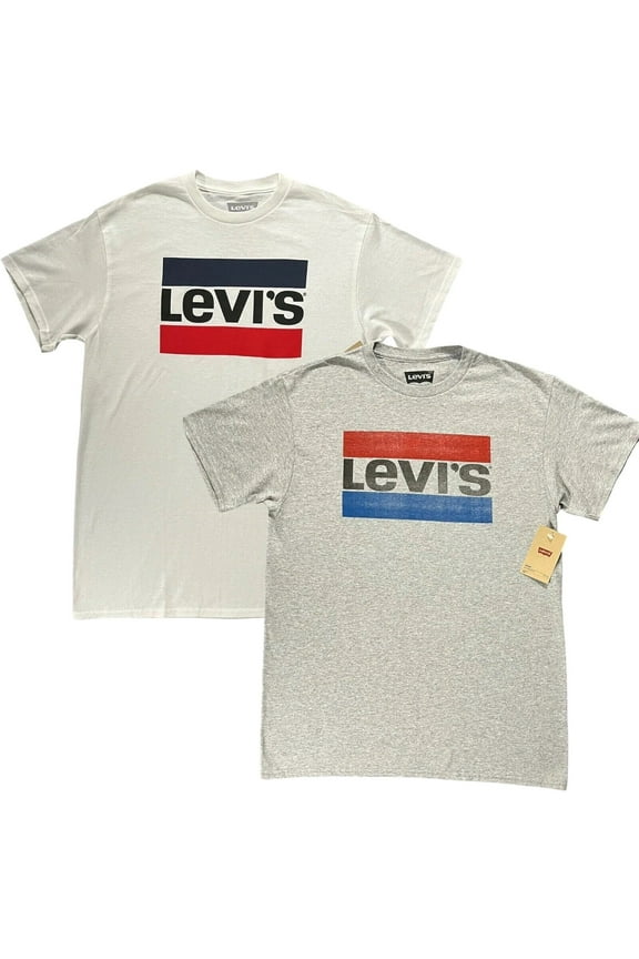 Mens T-Shirts Cotton Tees Size M Gray White Short Sleeves 2-Pack