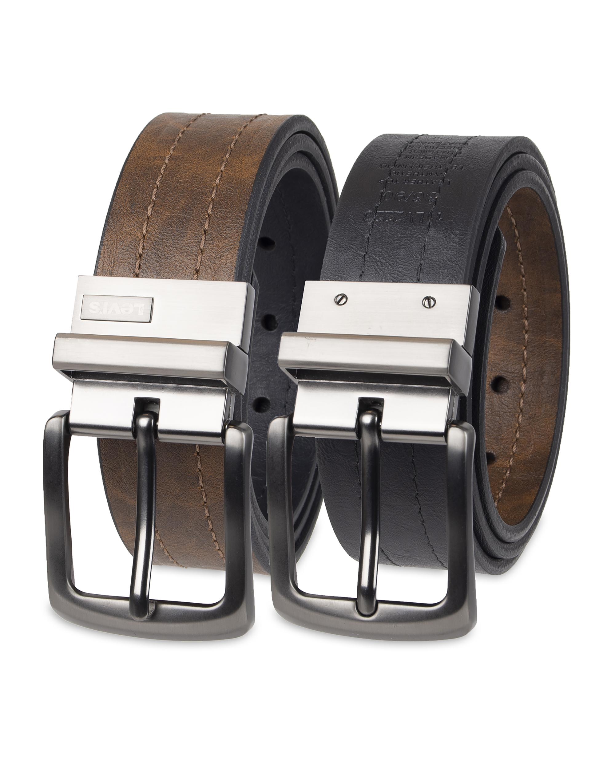 Levi's Men's Two-in-One Reversible Casual Belt, Brown/Black - image 1 of 8