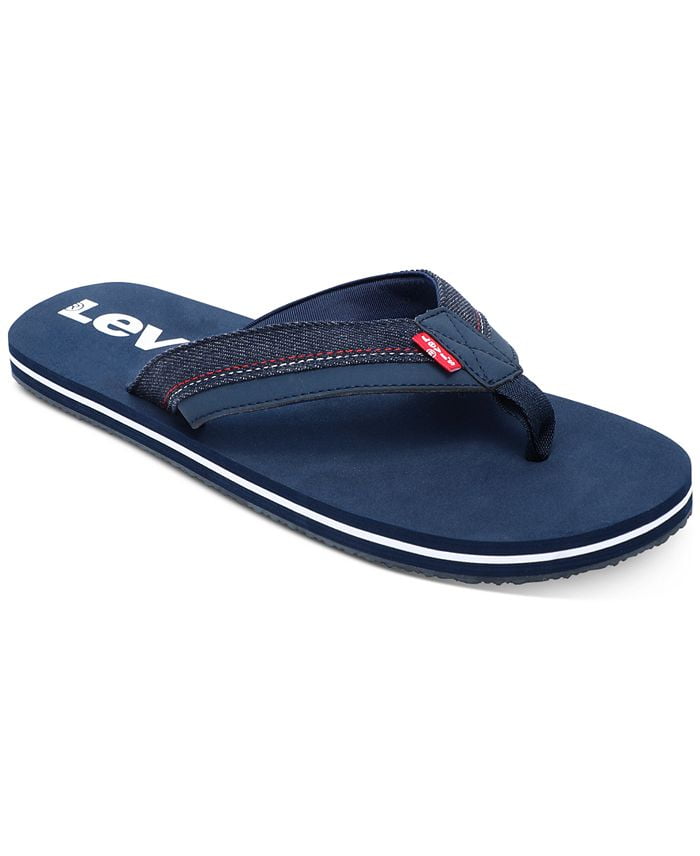 Levi's Men's Wordmark Slip-On Thong Sandals Men's Shoes, Navy, 8M