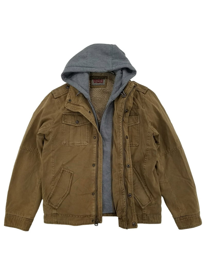 ジャケット・アウター Levi Levi's Mens Brown Midweight Sherpa Field Jacket with Removable