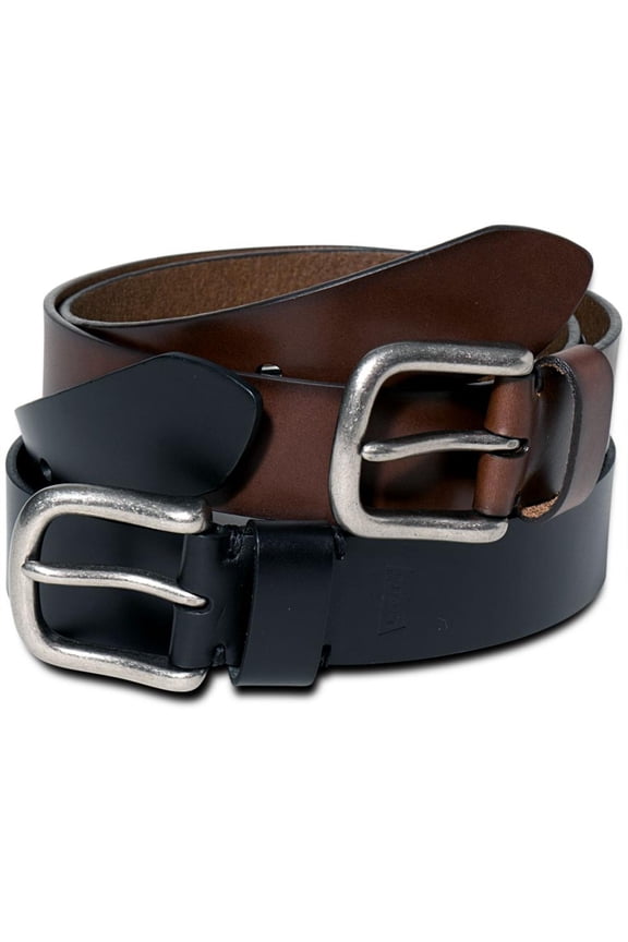 Mens Leather Flat Strap Casual Belt Black S