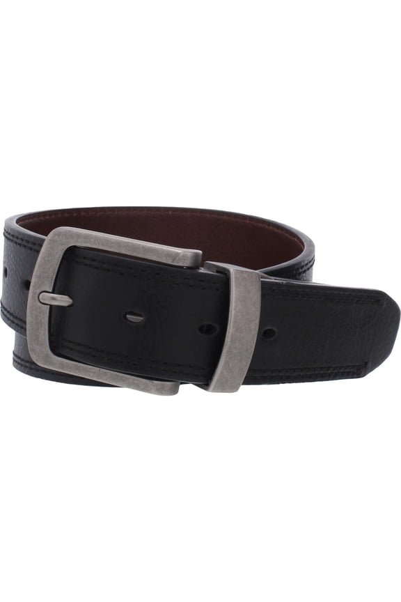 Mens Leather Reversible Dress Belt Black S