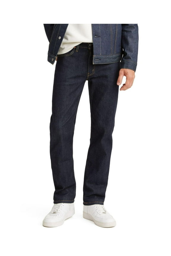 Mens Navy Straight Fit Stretch Denim Jeans 35w X 30l, Classic