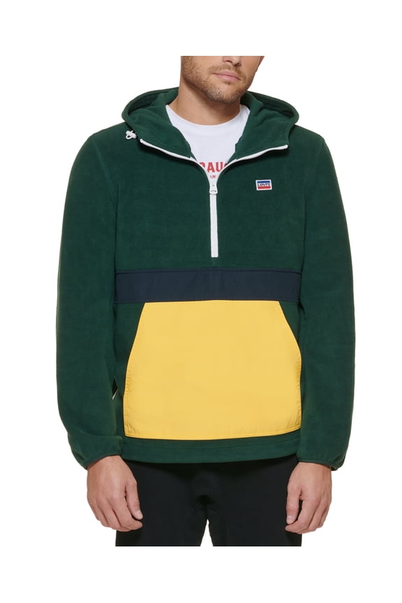 Mens Regular fit Fleece Hoodie Coat Small Green Solid