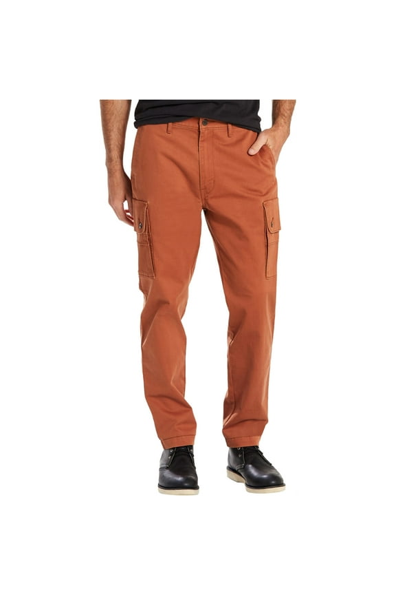 Mens Slim Fit Casual Cargo Pants, Red, 34W x 30L