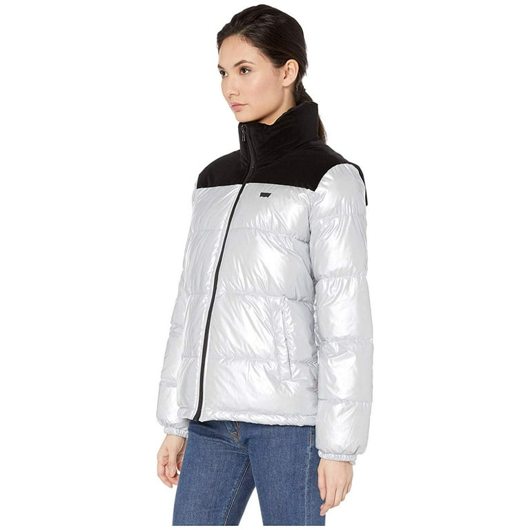 Levi s Mixed Media Printed Puffer Jacket Silver Walmart